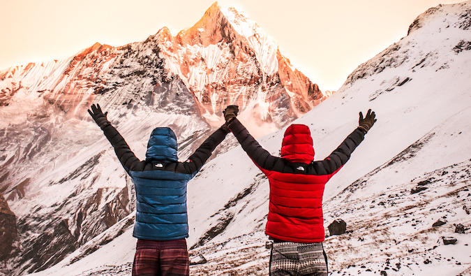 Charlotte and Natalie at the Anapurna Basecamp