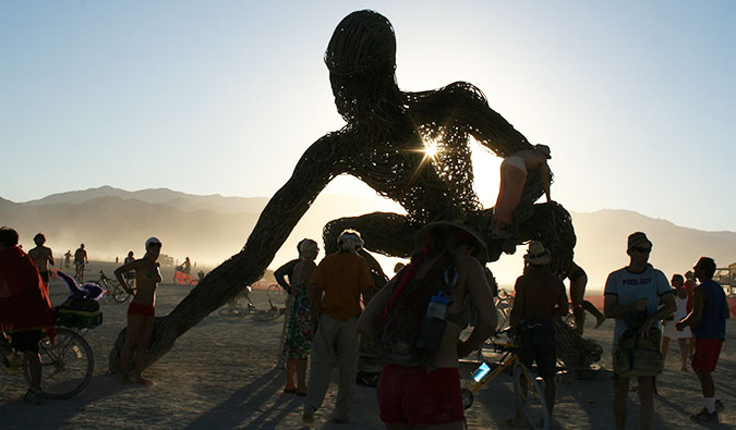 A huge statue at burning man