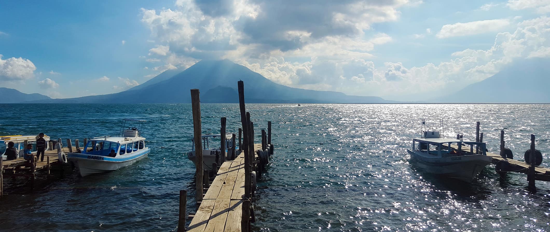 boats docked at Lake Atitlan, Guatemala