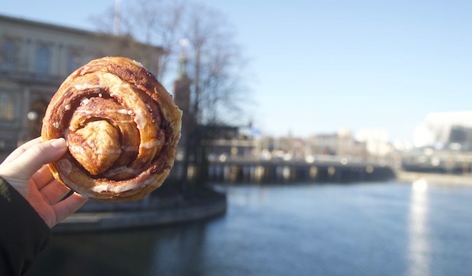 A vegan cinnamonbun in Stockholm, Sweden