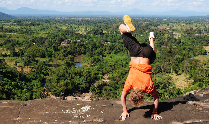 doing a handstand and getting over being shy