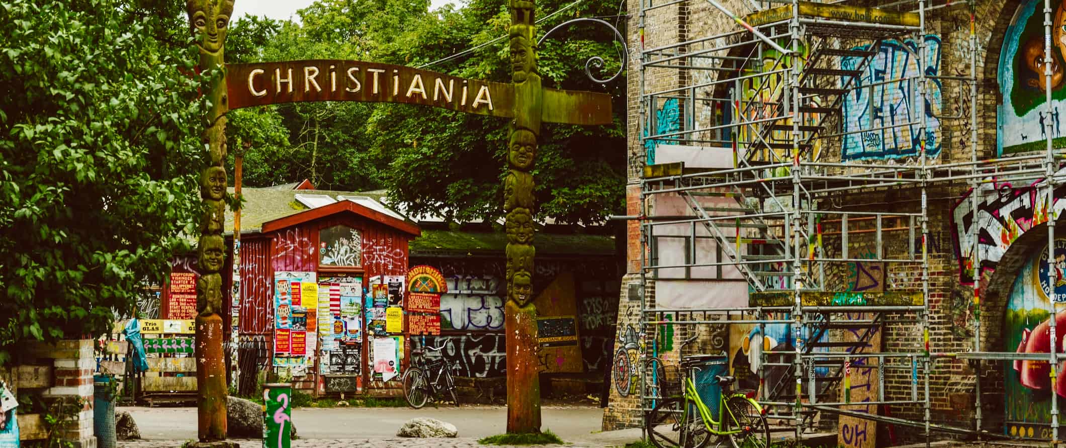 A sign at the entrance to Freetown, an independent area in the city of Copenhagen, Denmark