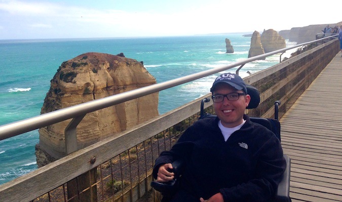 Cory Lee traveling on the boardwalk in Australia