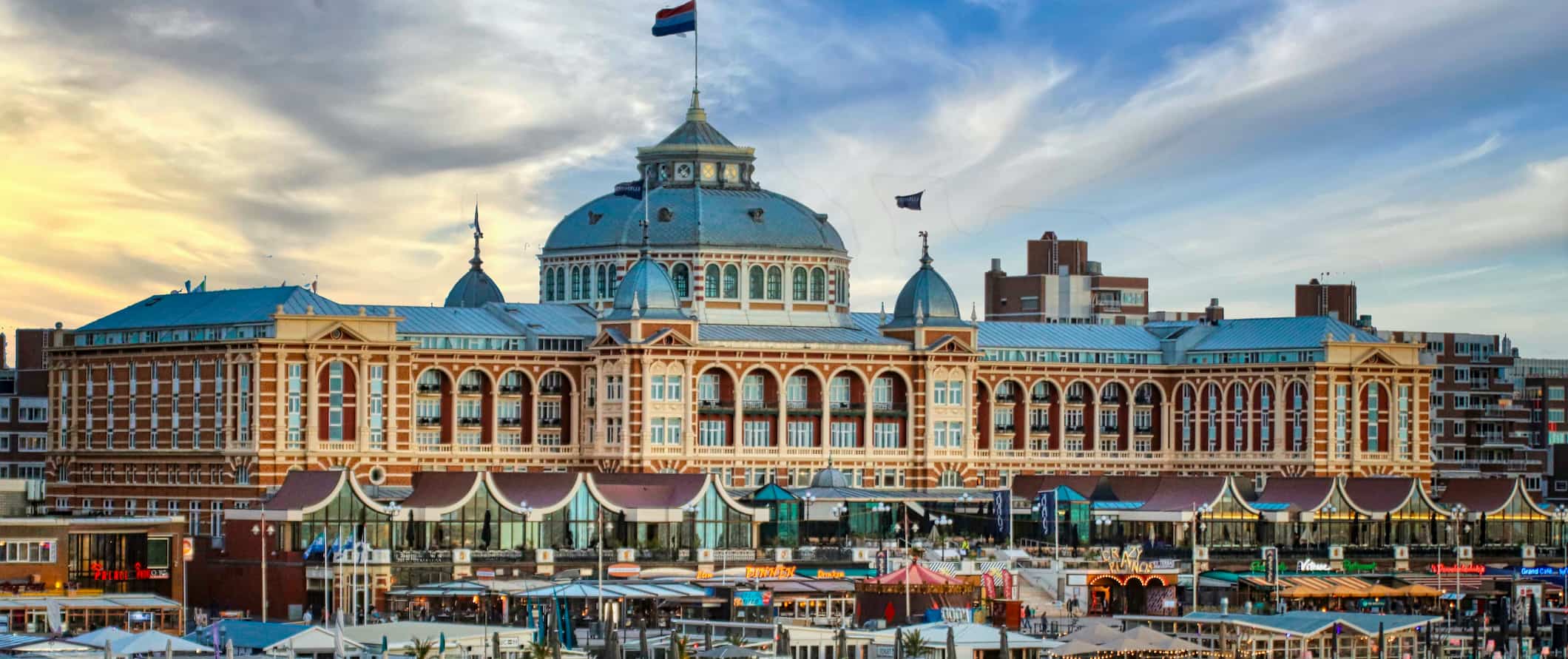 A massive historic building near The Scheveningen Beach in The Hague, Netherlands