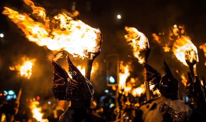 A Viking parade at Hogmanay in Edinburgh, Scotland