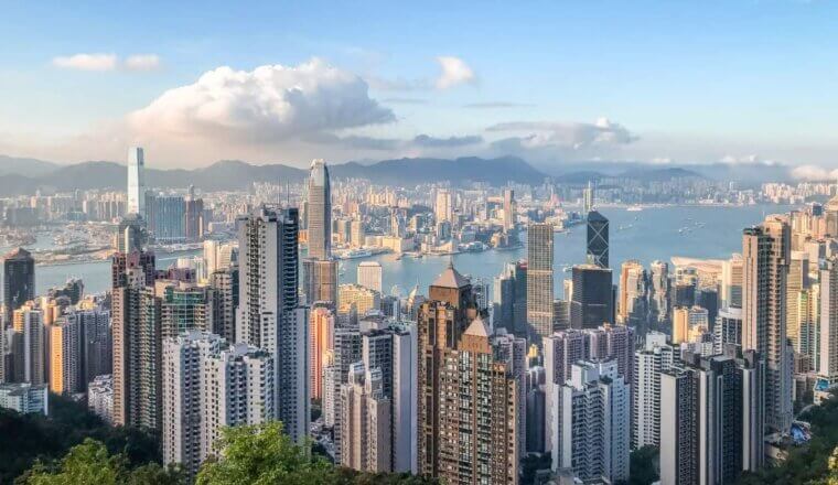 Hong Kong's skyscraper-dotted skyline from above