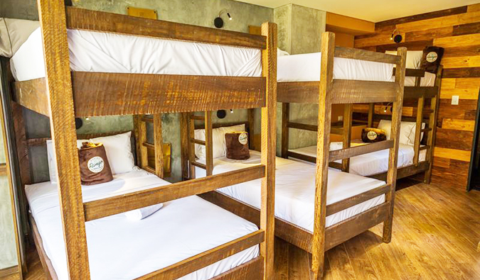 3 wooden bunkbeds at Hostel Rango Boutique, Medellin