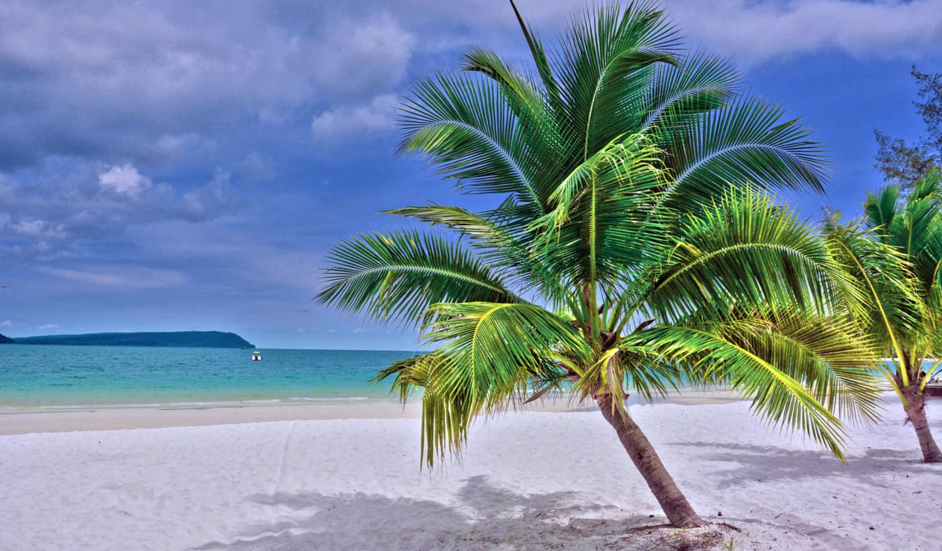 A quiet beach with exotic trees on Kog Rong, Cambodia