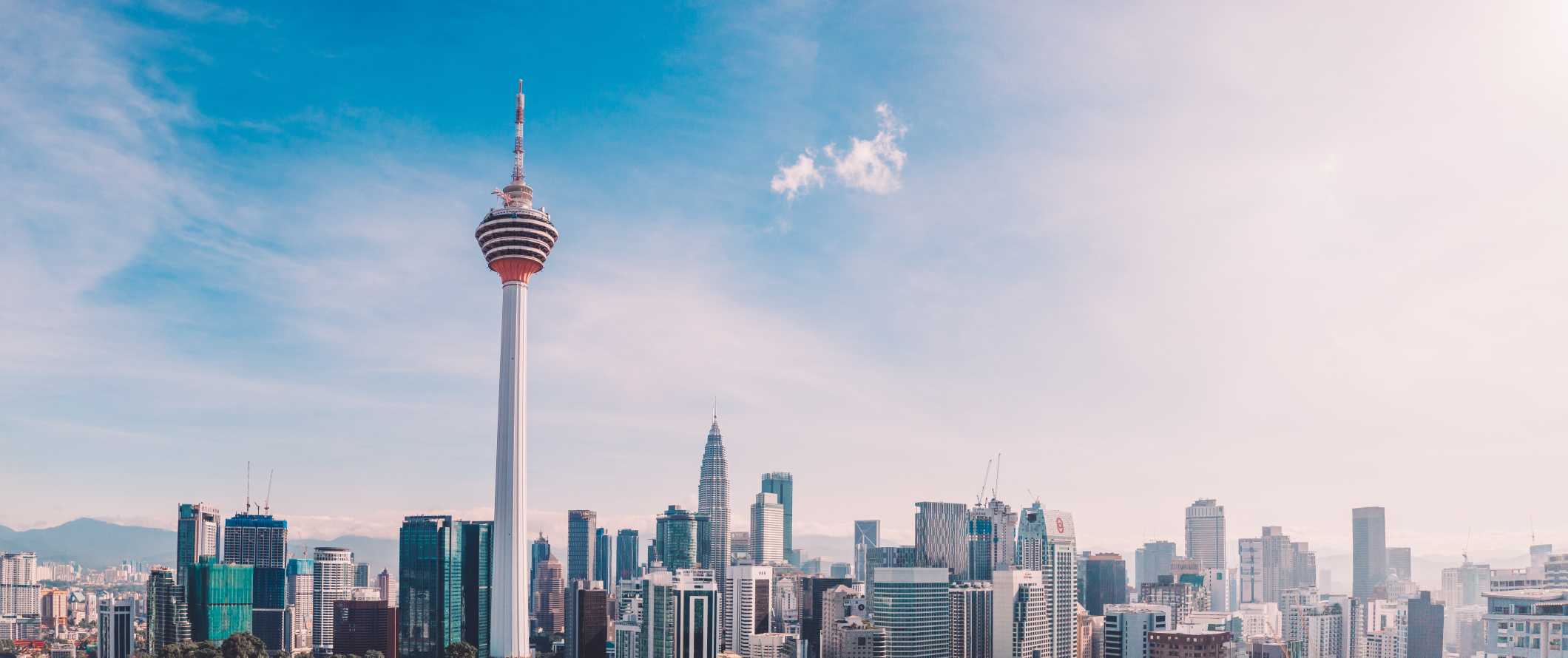 The skyline of Kuala Lumpur, Malaysia on a bright sunny day