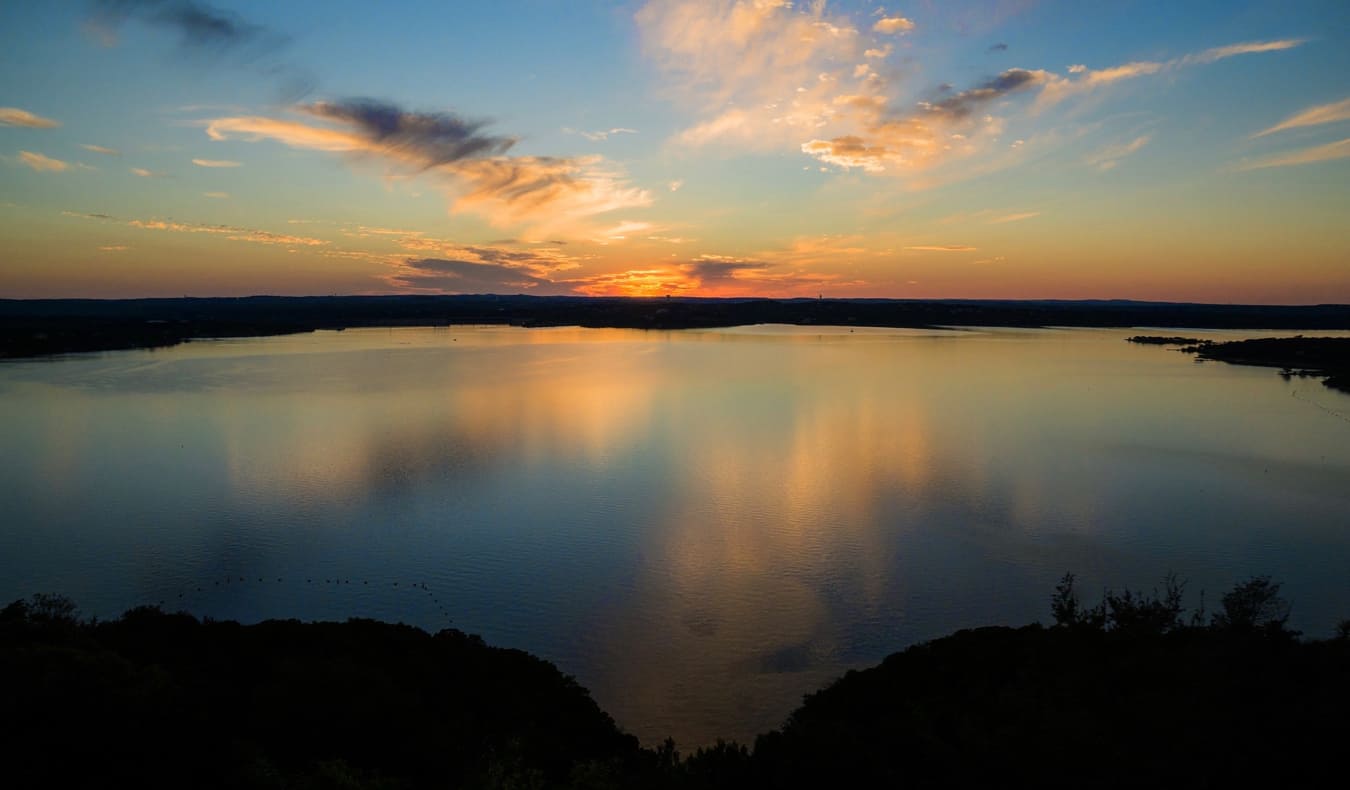 The calm waters of Lake Travis near Austin, Texas