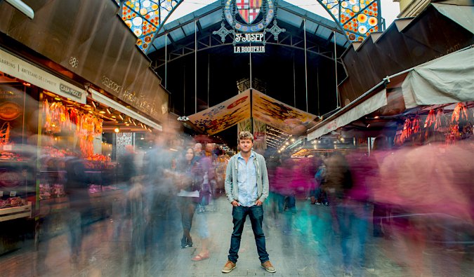 Matt Goulding in a market in Spain