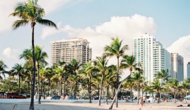 The sandy beaches of Miami, Florida during the summer