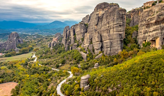 Road through Meteora Greece by Laurence Norah