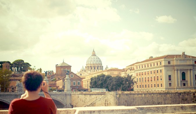 overlooking a building while traveling