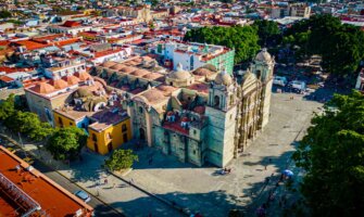 The historic church in the center of the historic area of Oaxaca, Mexico