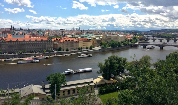 a view of prague from letenske sady park in prague