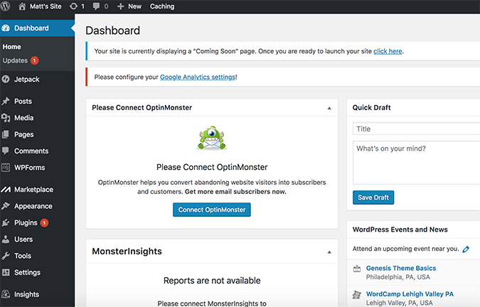 WordPress Admin Dashboard