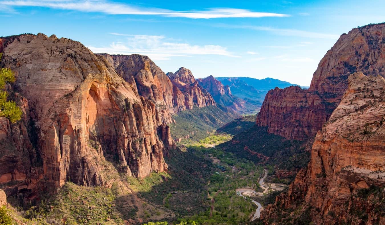 Visiting beautiful Zion National Park in the USA on a bright and sunny day